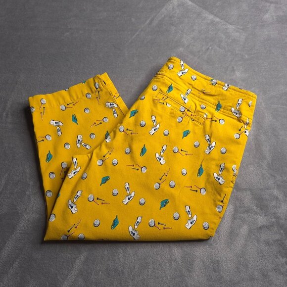Izod Golf Womens Cropped Pants 12 Fun Golf Themed Print Mid Rise Stretch - Picture 1 of 7